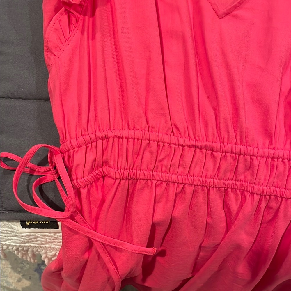 Pink Ruffled V-Neck Dress - Picture 5 of 6